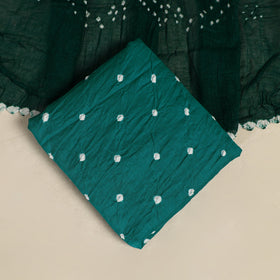 Green - 3pc kutch tie-dye satin cotton bandhani unstitched