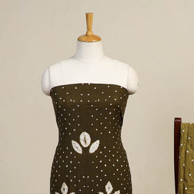 Green 3pc Kutch Tie-Dye Satin Cotton Bandhani Dress Material