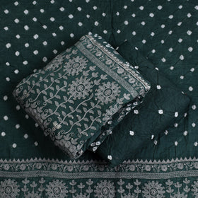 Green - 3pc kutch tie-dye satin cotton bandhni unstitched