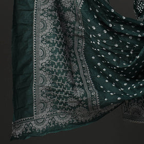 Green - 3pc kutch tie-dye satin cotton bandhni unstitched