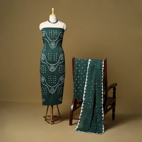 3pc kutch tie-dye satin cotton unstitched bandhani dress