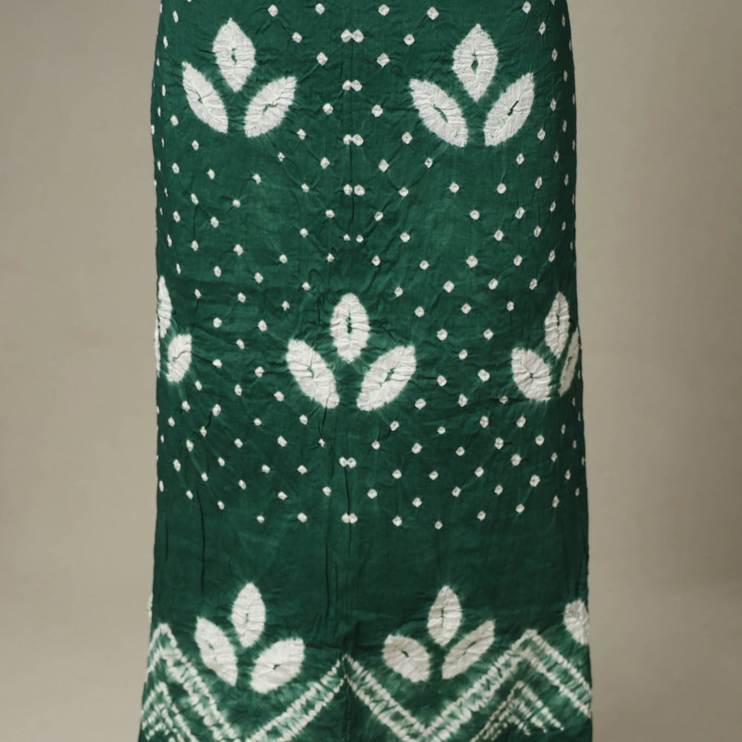 Green - 3pc kutch tie-dye satin cotton unstitched bandhani