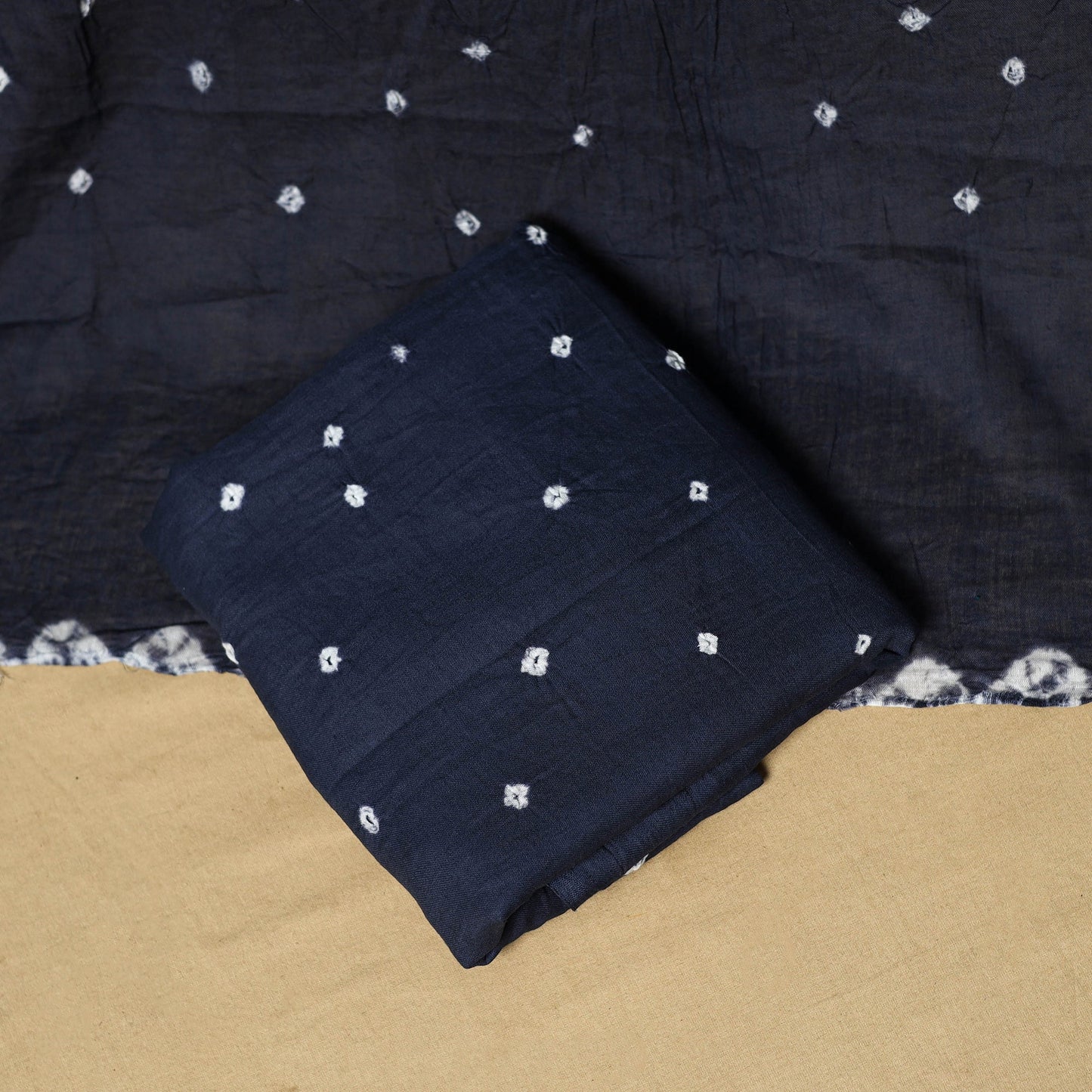 3pc kutch tie-dye satin cotton unstitched bandhani dress