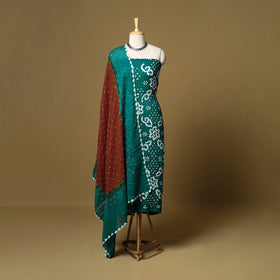 3pc kutch tie-dye satin cotton unstitched bandhani dress