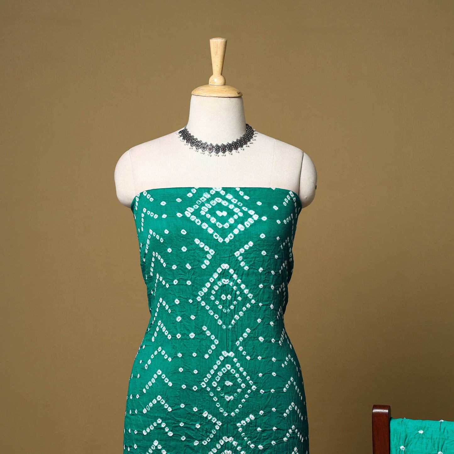 3pc kutch tie-dye satin cotton unstitched bandhani dress