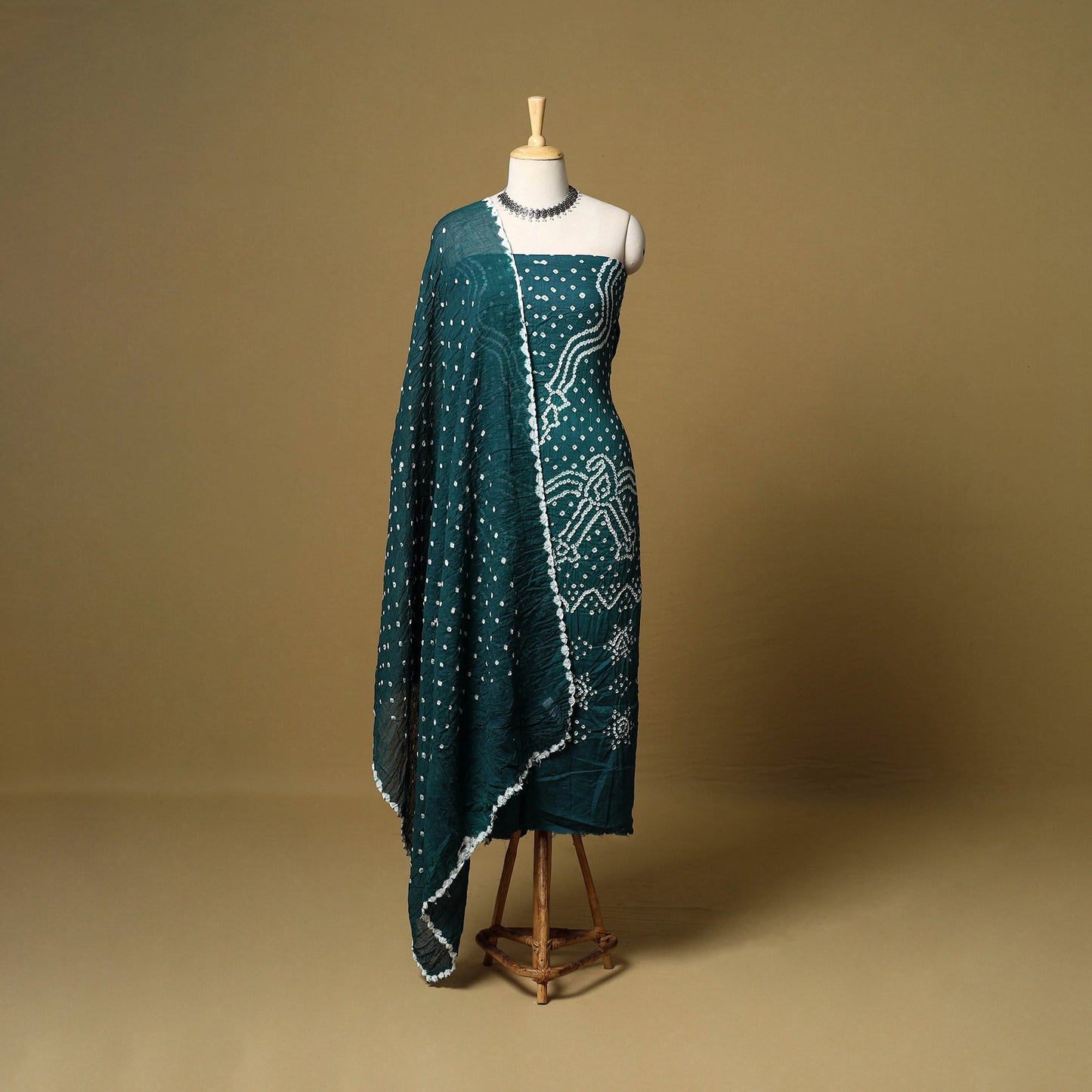 3pc kutch tie-dye satin cotton unstitched bandhani dress