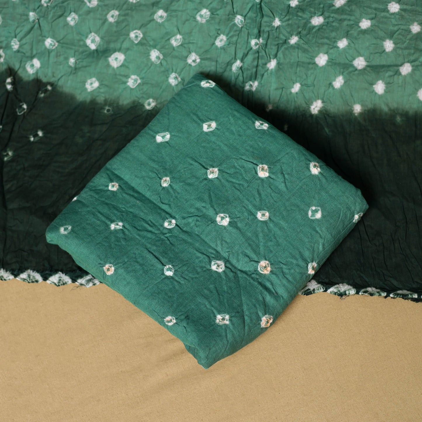 3pc kutch tie-dye satin cotton unstitched bandhani dress