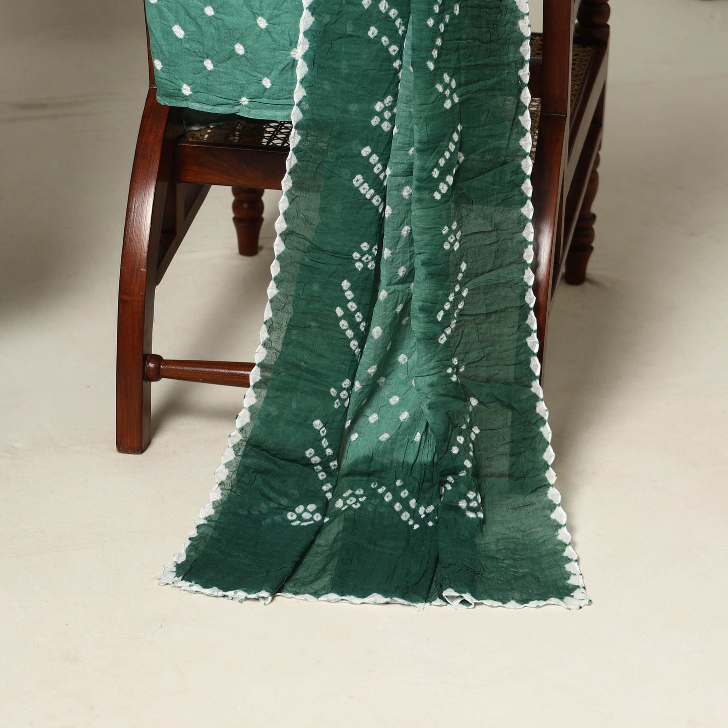 Green - 3pc kutch tie-dye satin cotton unstitched bandhani