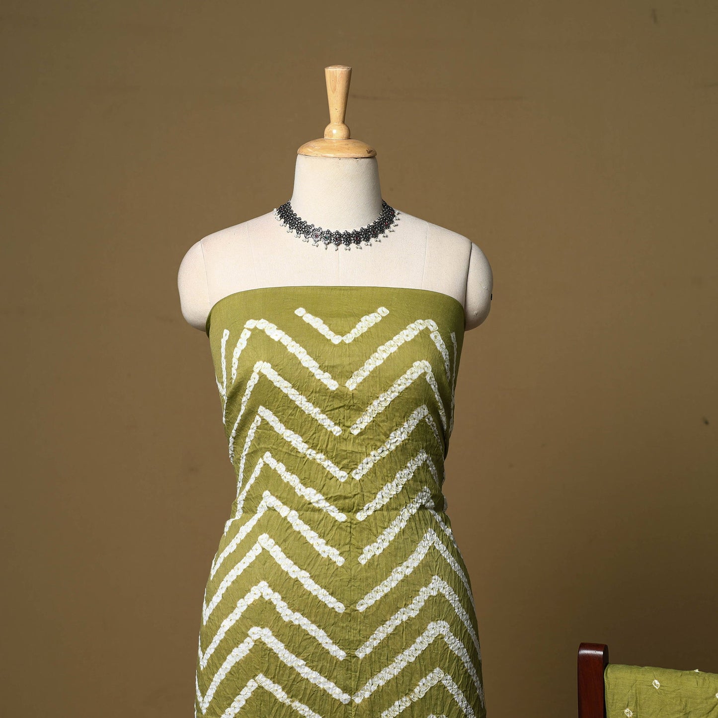 3pc kutch tie-dye satin cotton unstitched bandhani dress