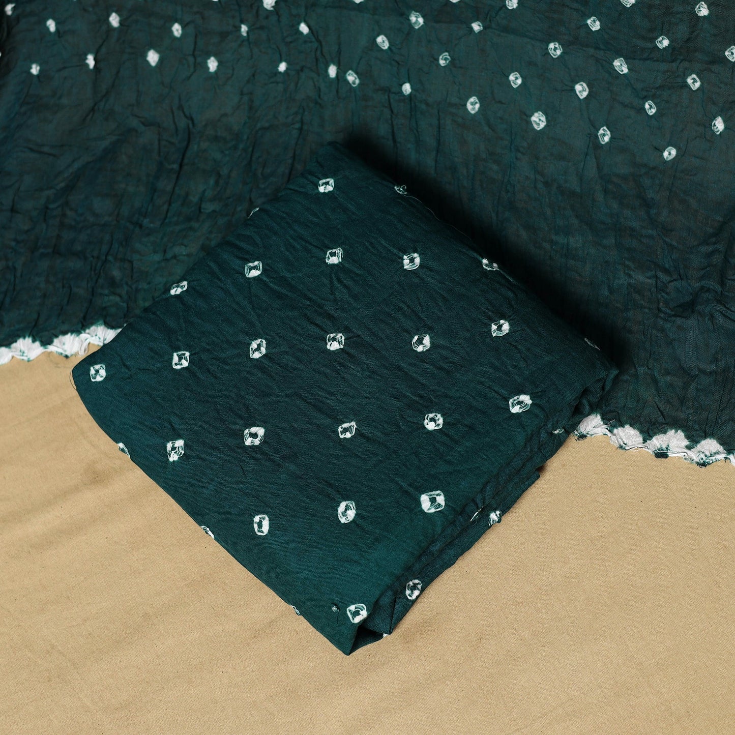 3pc kutch tie-dye satin cotton unstitched bandhani dress