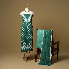 3pc kutch tie-dye satin cotton unstitched bandhani dress