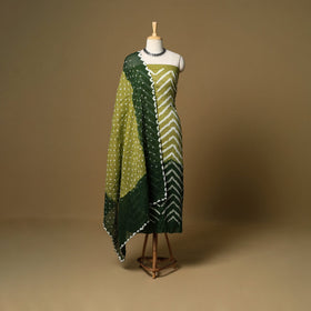 3pc kutch tie-dye satin cotton unstitched bandhani dress