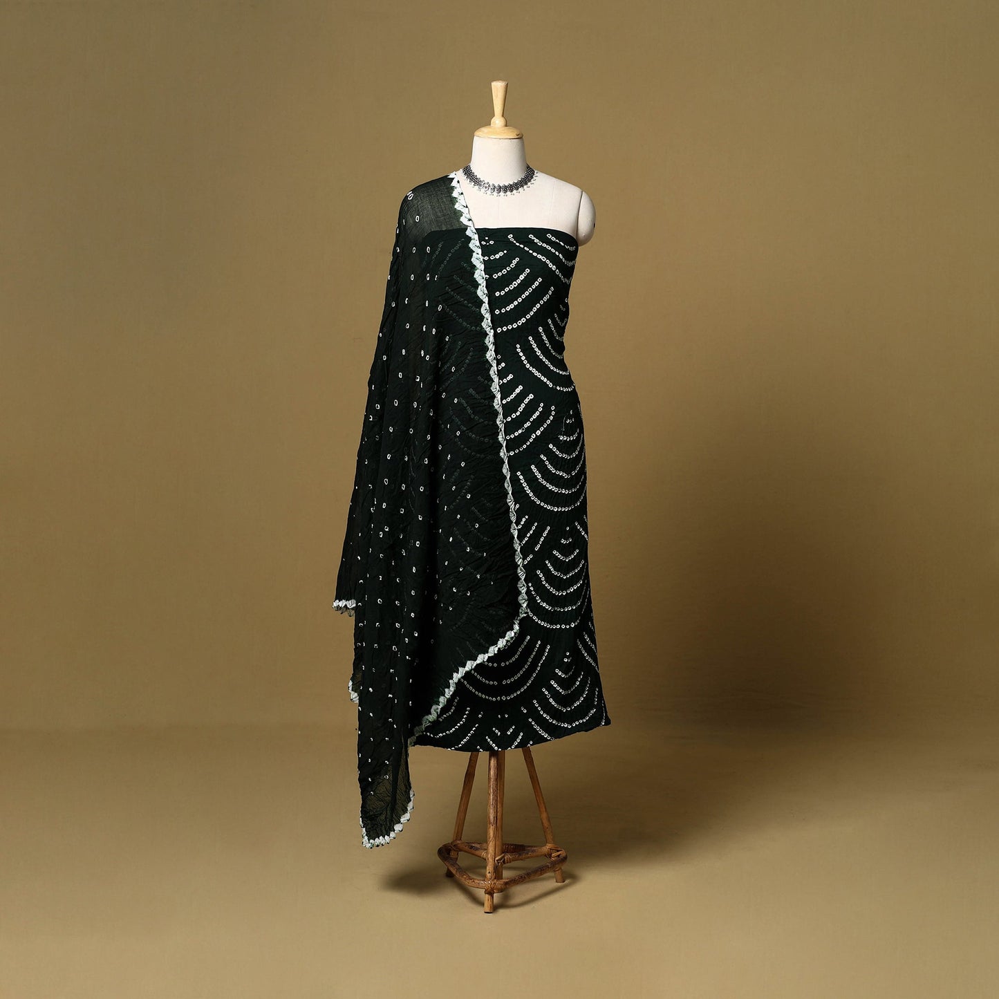 3pc kutch tie-dye satin cotton unstitched bandhani dress