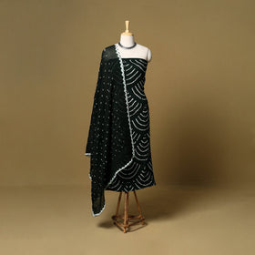 3pc kutch tie-dye satin cotton unstitched bandhani dress