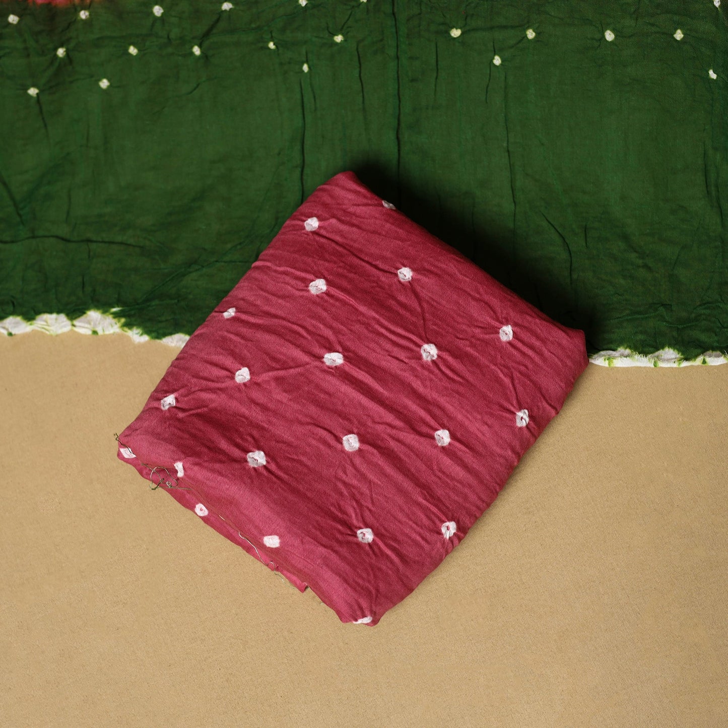 3pc kutch tie-dye satin cotton unstitched bandhani dress