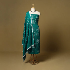 3pc kutch tie-dye satin cotton unstitched bandhani dress