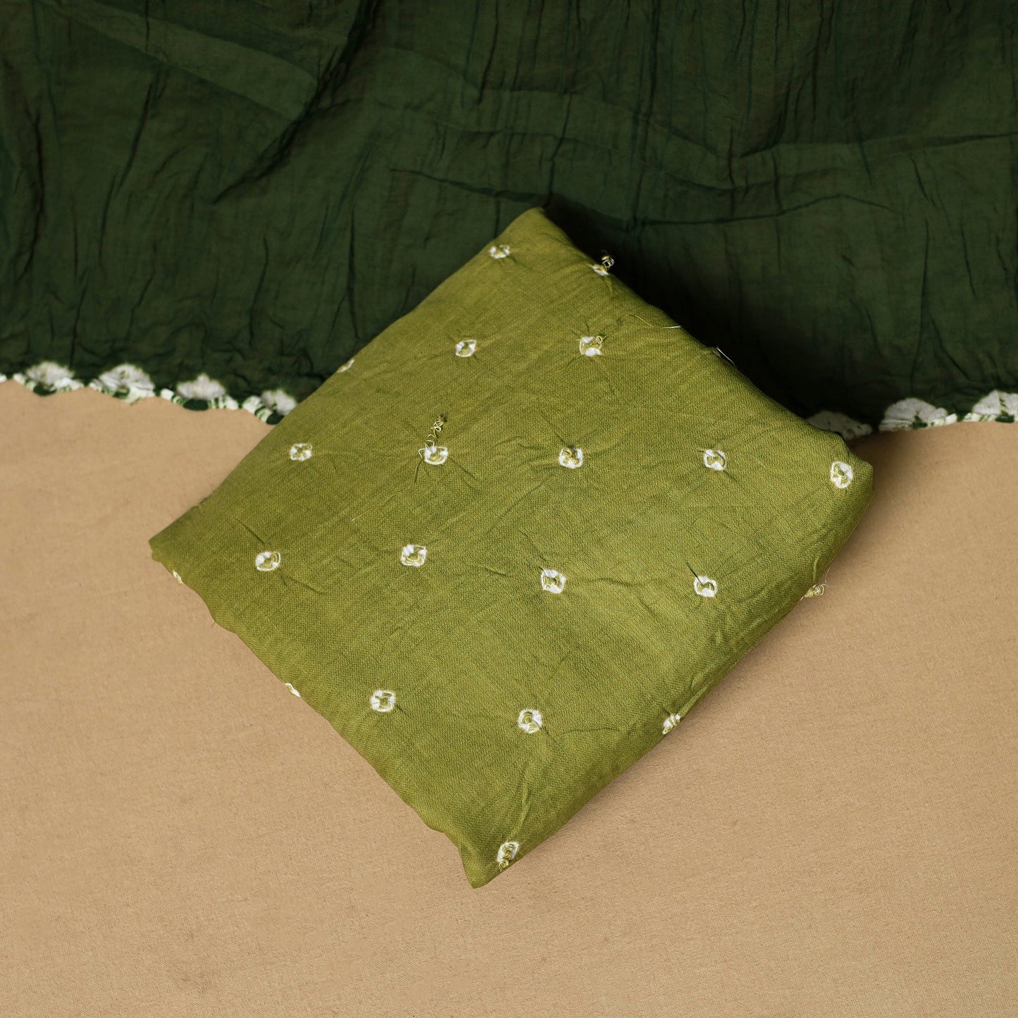 3pc kutch tie-dye satin cotton unstitched bandhani dress