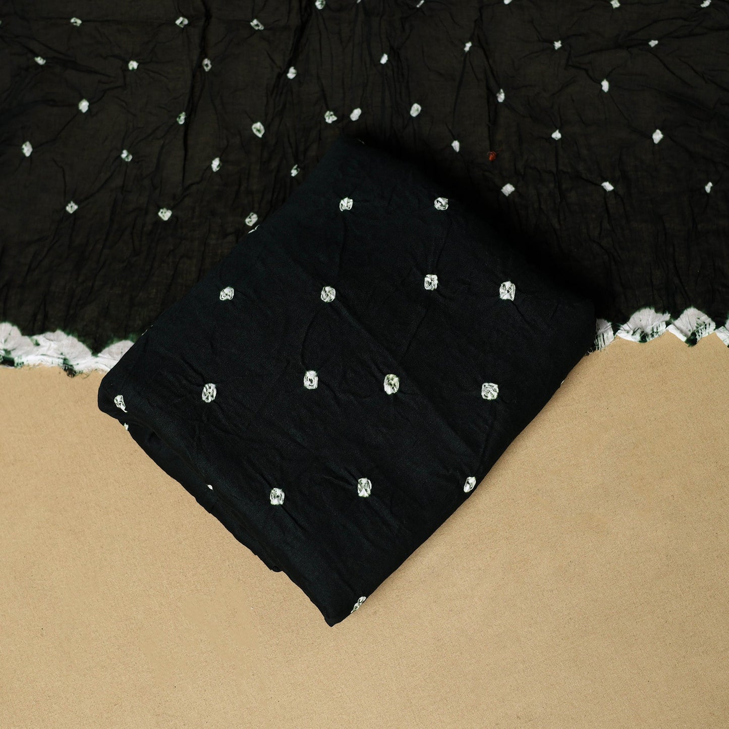 3pc kutch tie-dye satin cotton unstitched bandhani dress