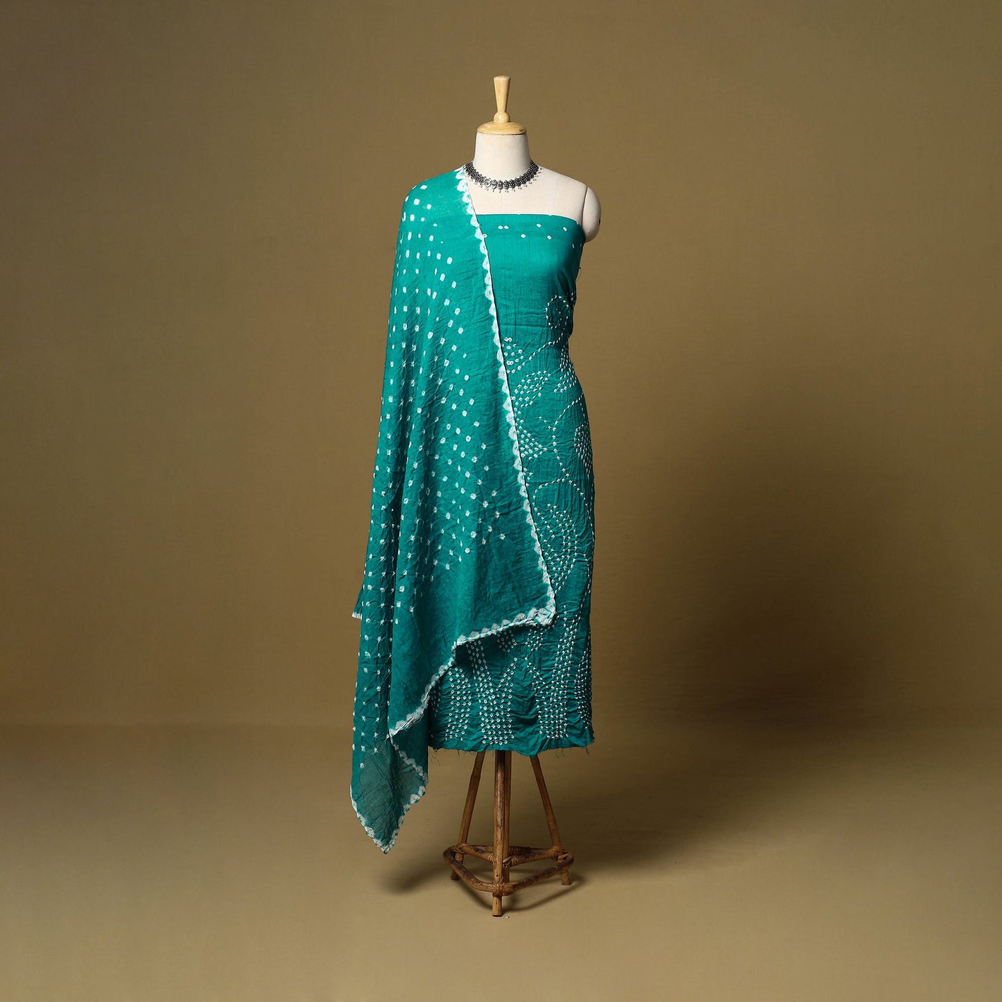 3pc kutch tie-dye satin cotton unstitched bandhani dress