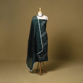 3pc kutch tie-dye satin cotton unstitched bandhani dress