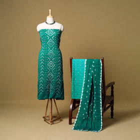 3pc kutch tie-dye satin cotton unstitched bandhani dress