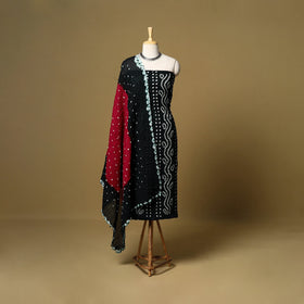 3pc kutch tie-dye satin cotton unstitched bandhani dress