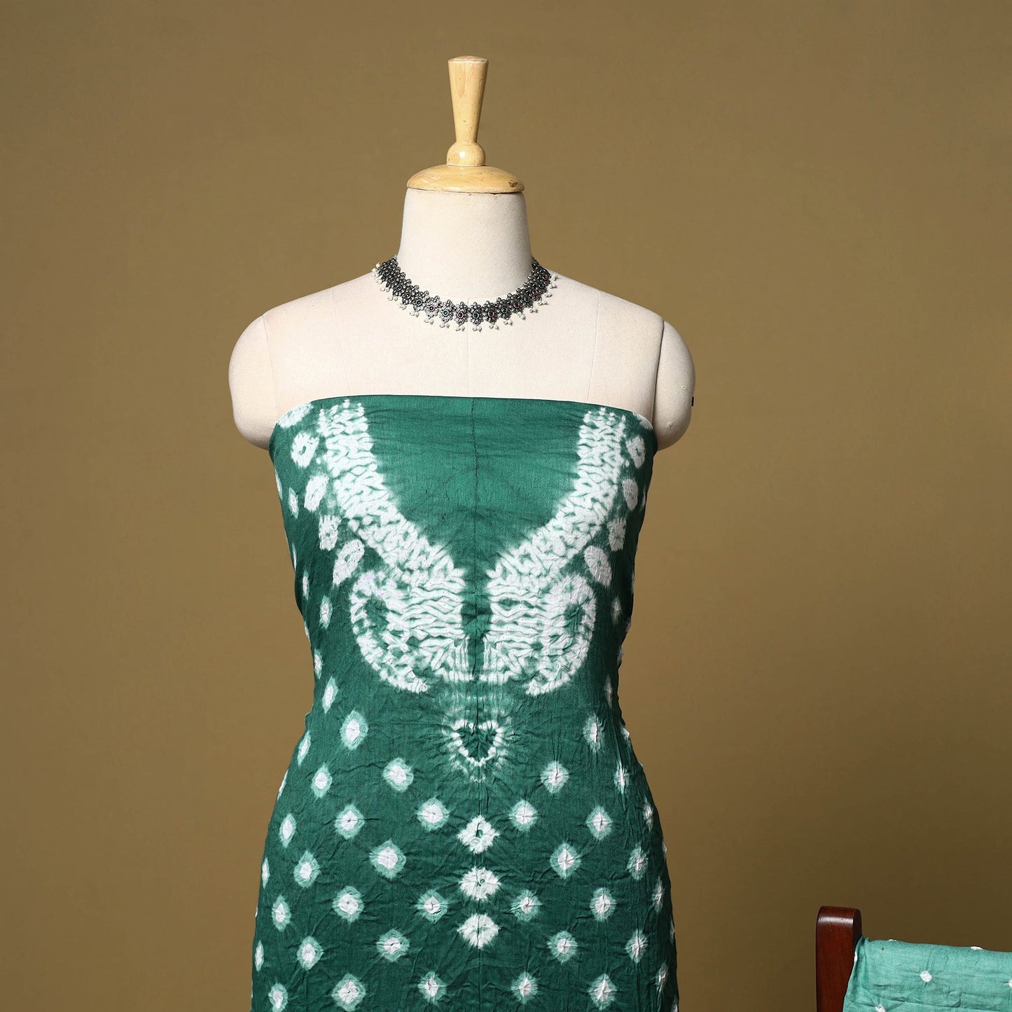 3pc kutch tie-dye satin cotton unstitched bandhani dress