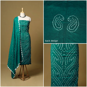 3pc kutch tie-dye satin cotton unstitched bandhani dress