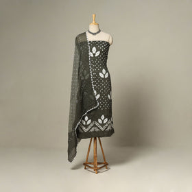 Green - 3pc kutch tie-dye satin cotton unstitched bandhani