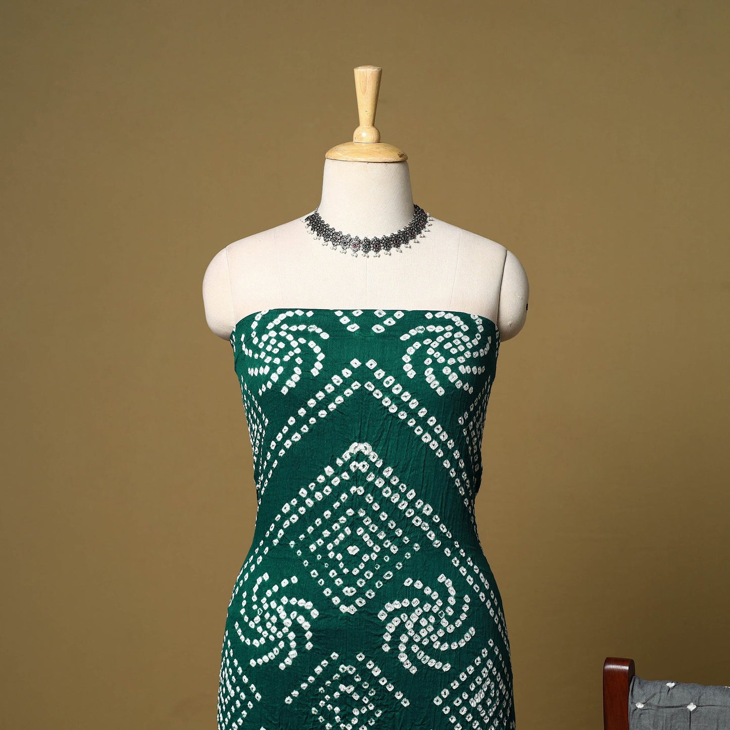 3pc kutch tie-dye satin cotton unstitched bandhani dress