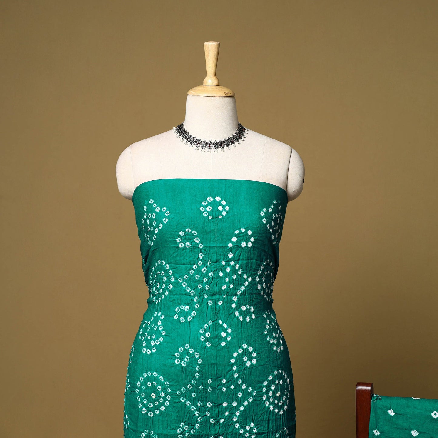 3pc kutch tie-dye satin cotton unstitched bandhani dress