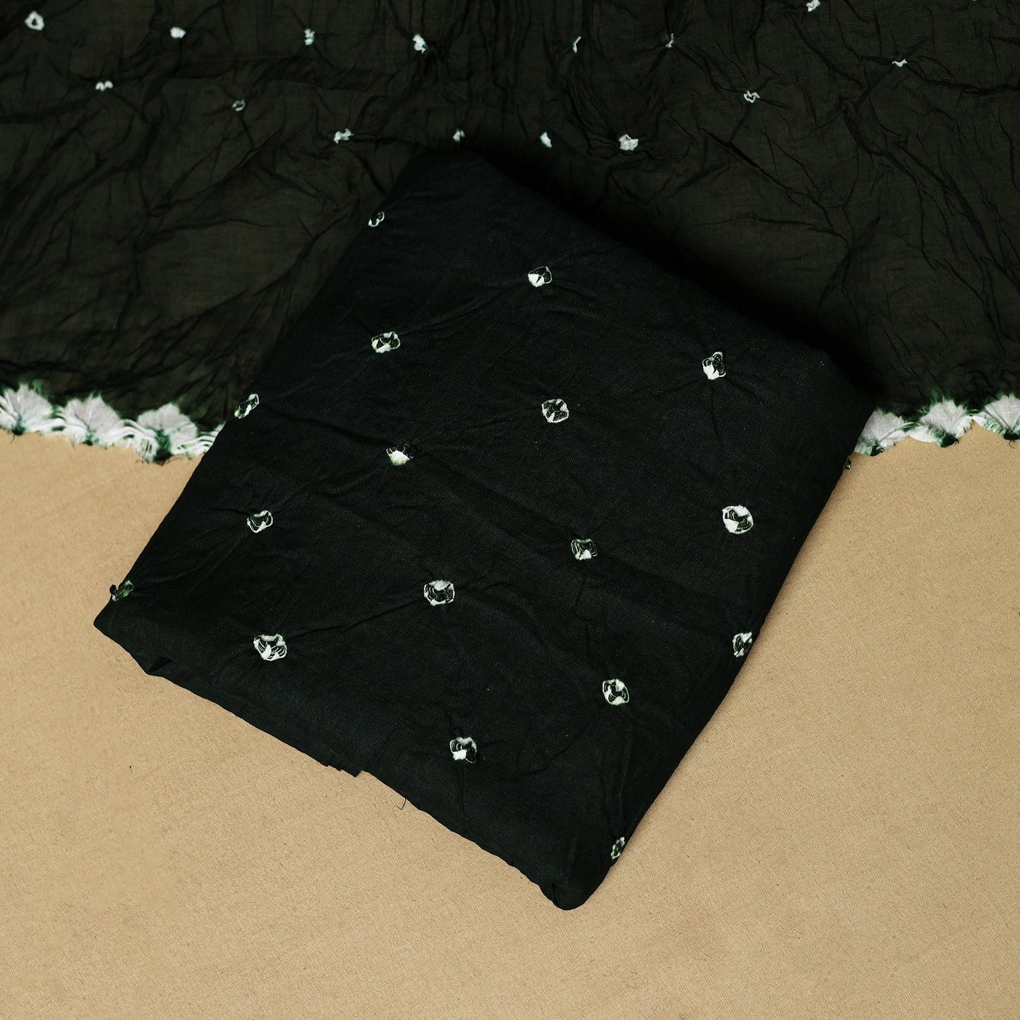 3pc kutch tie-dye satin cotton unstitched bandhani dress