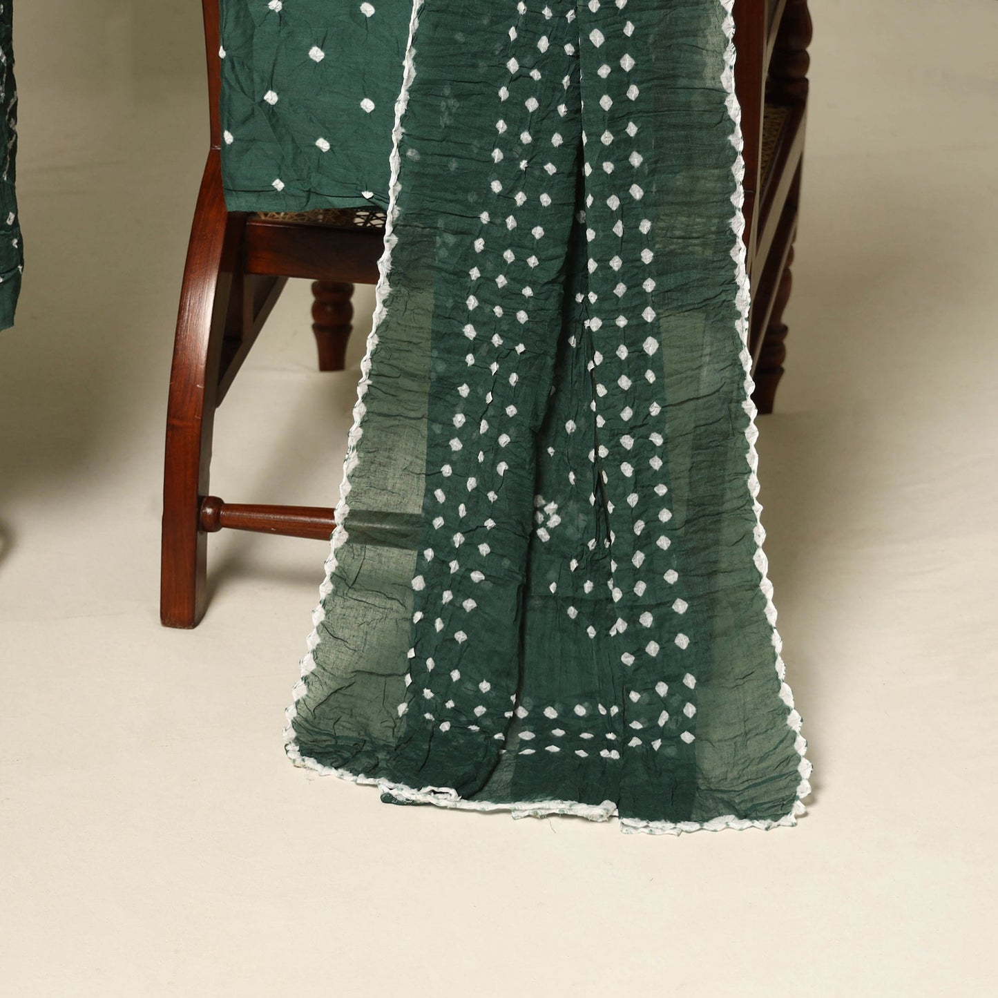 Green - 3pc kutch tie-dye satin cotton unstitched bandhani