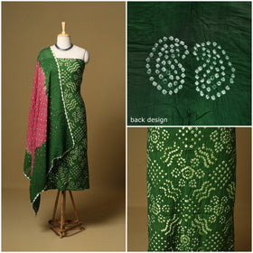 3pc kutch tie-dye satin cotton unstitched bandhani dress