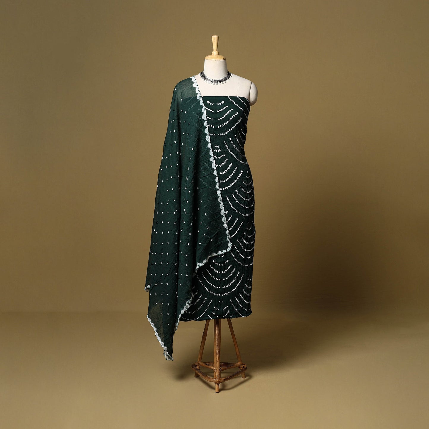 3pc kutch tie-dye satin cotton unstitched bandhani dress