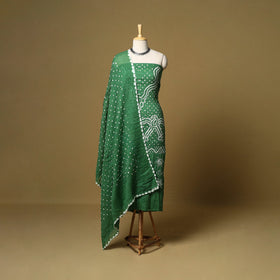 3pc kutch tie-dye satin cotton unstitched bandhani dress