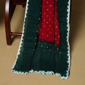 3pc kutch tie-dye satin cotton unstitched bandhani dress