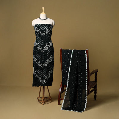 3pc kutch tie-dye satin cotton unstitched bandhani dress