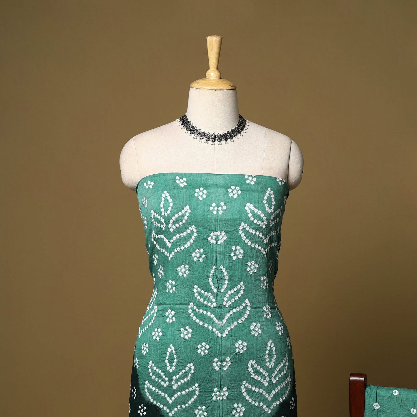 3pc kutch tie-dye satin cotton unstitched bandhani dress