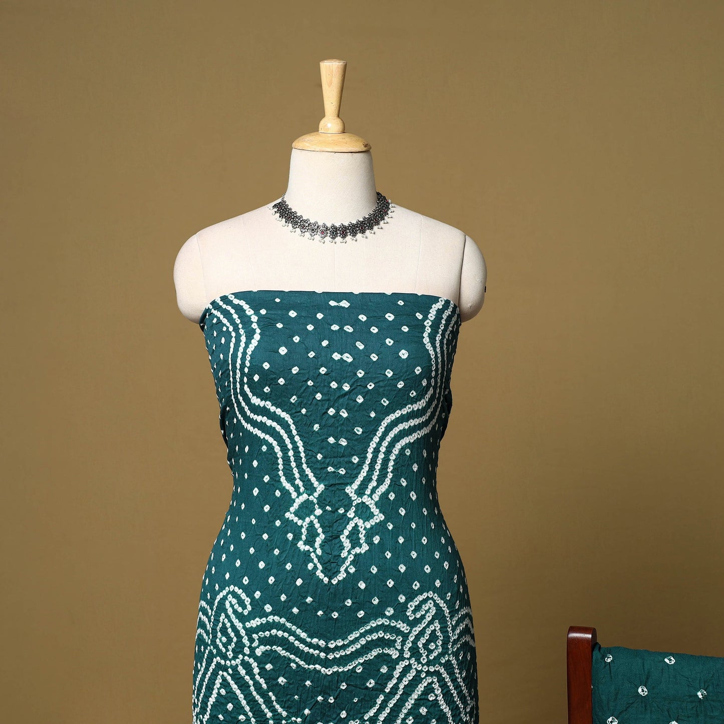 3pc kutch tie-dye satin cotton unstitched bandhani dress