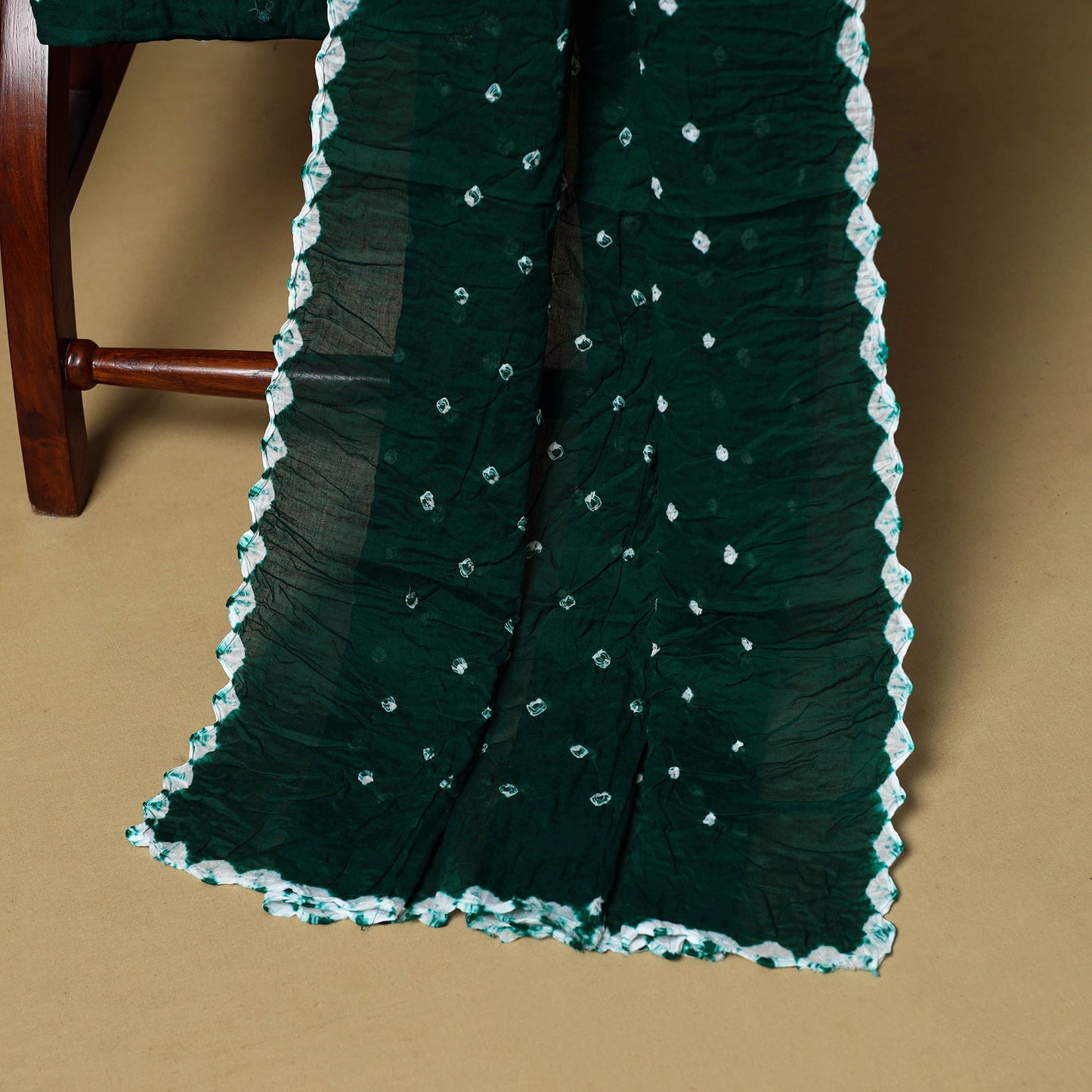 3pc kutch tie-dye satin cotton unstitched bandhani dress