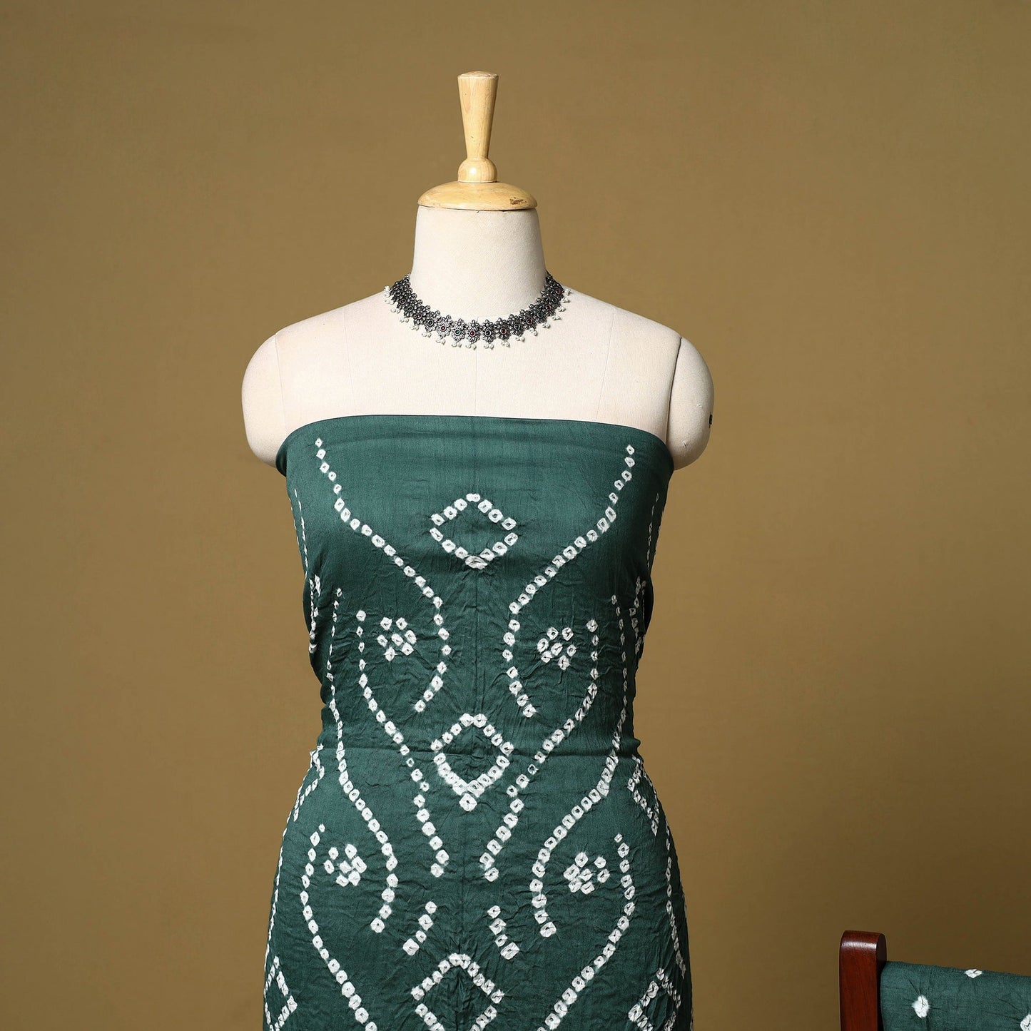 3pc kutch tie-dye satin cotton unstitched bandhani dress