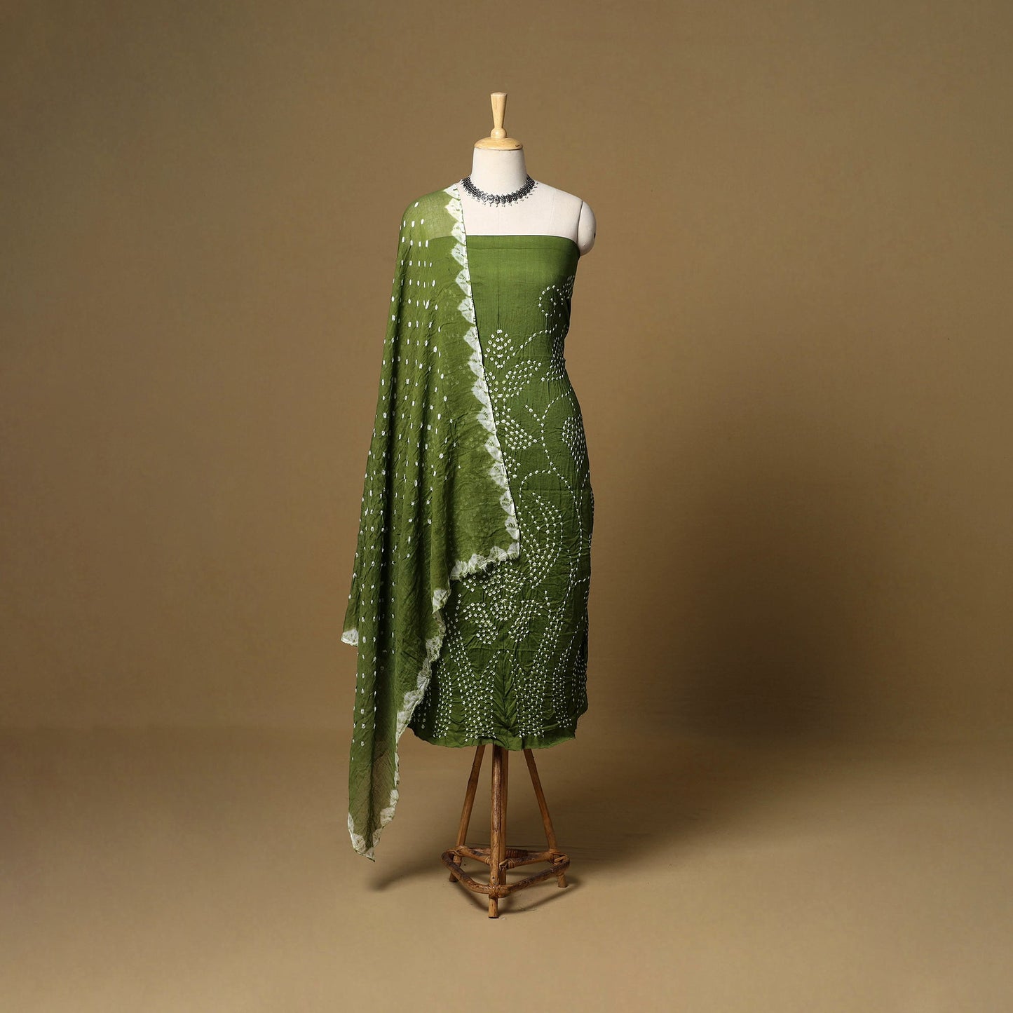 3pc kutch tie-dye satin cotton unstitched bandhani dress