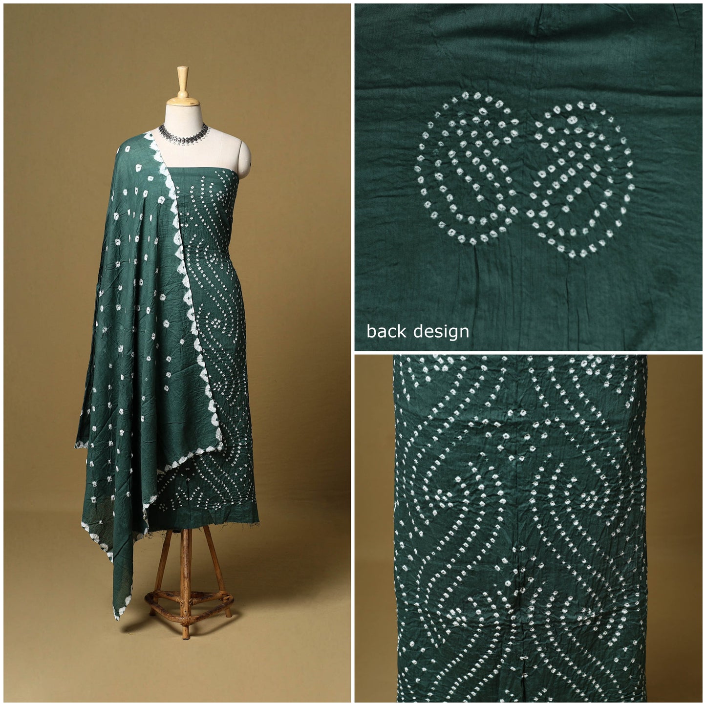 3pc kutch tie-dye satin cotton unstitched bandhani dress