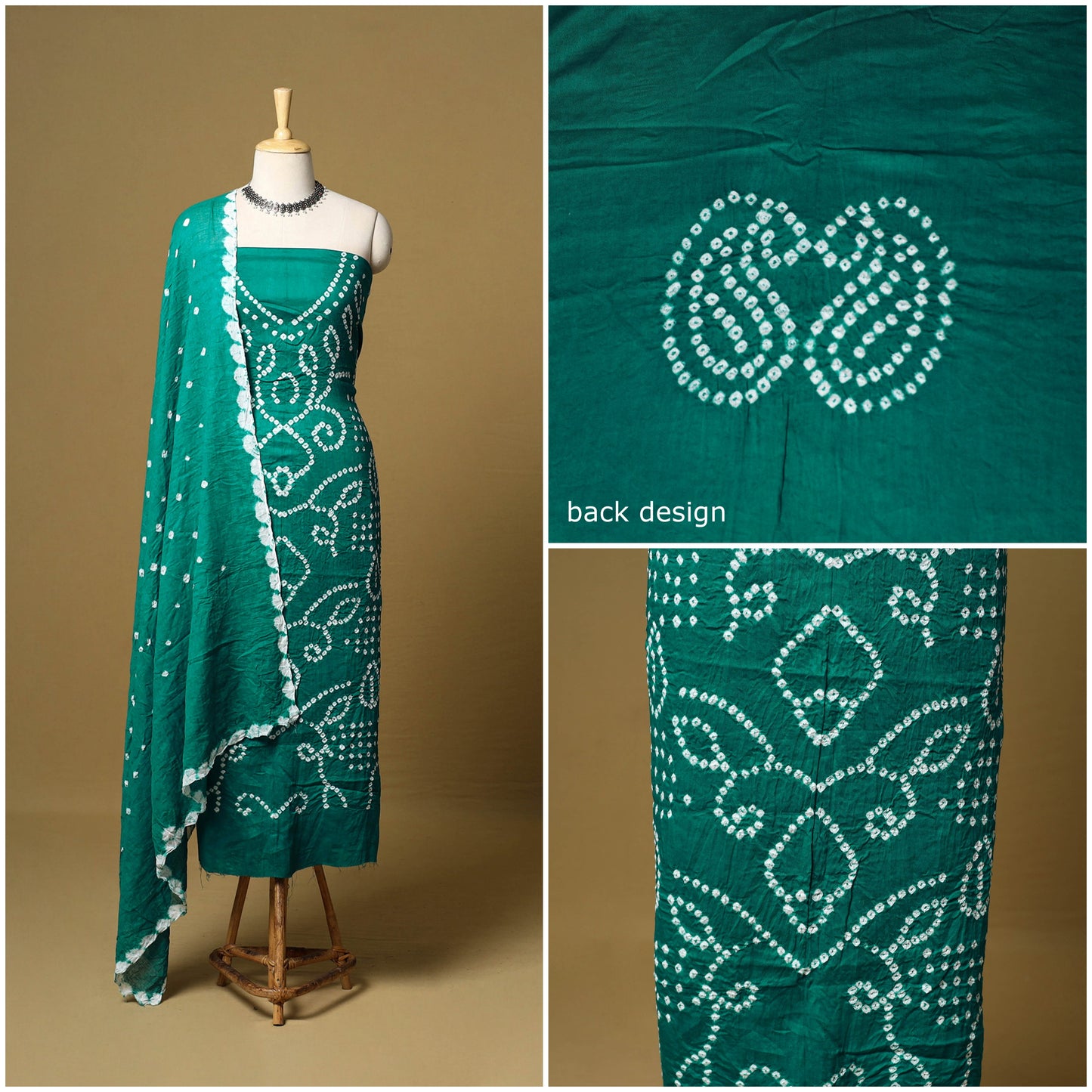 3pc kutch tie-dye satin cotton unstitched bandhani dress