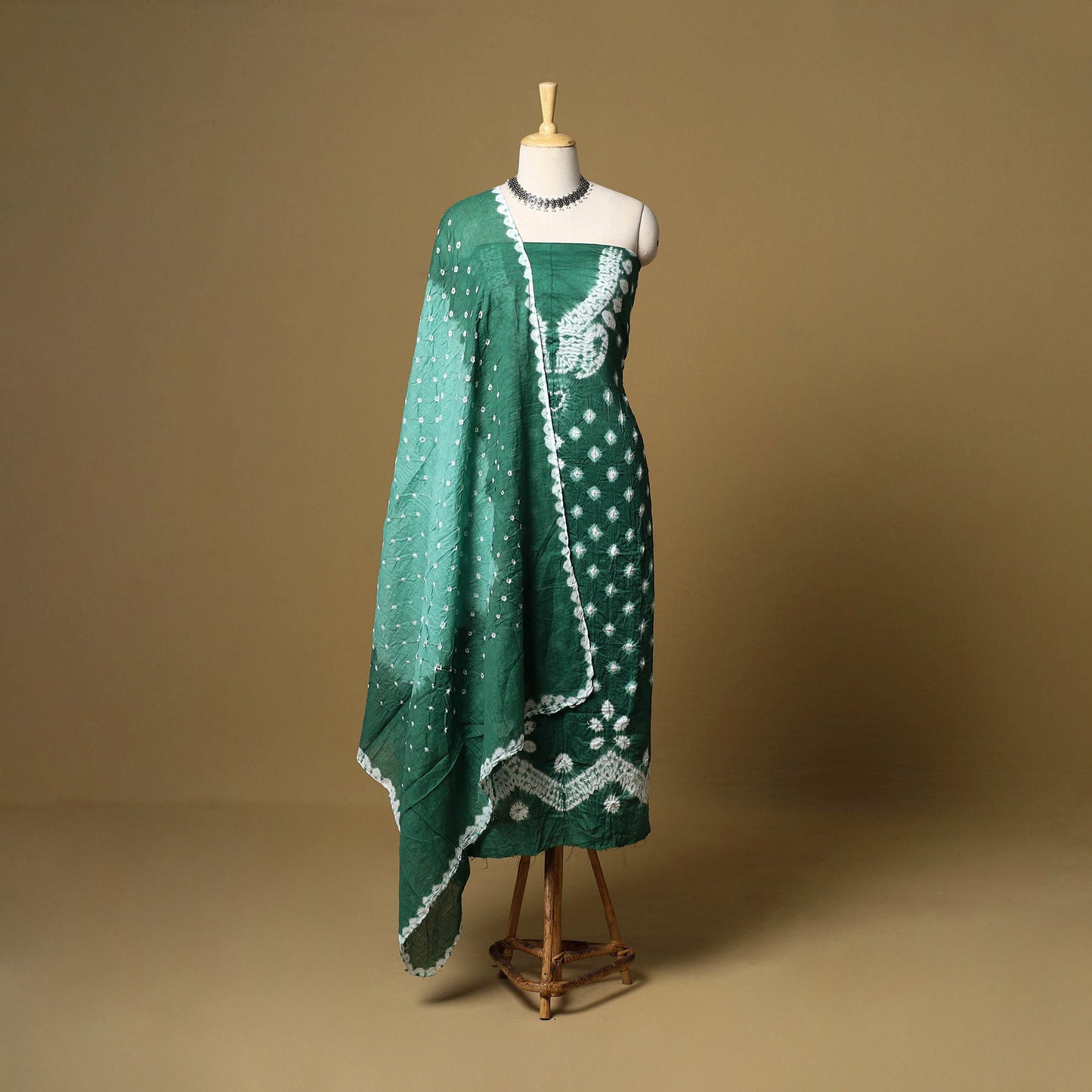 3pc kutch tie-dye satin cotton unstitched bandhani dress