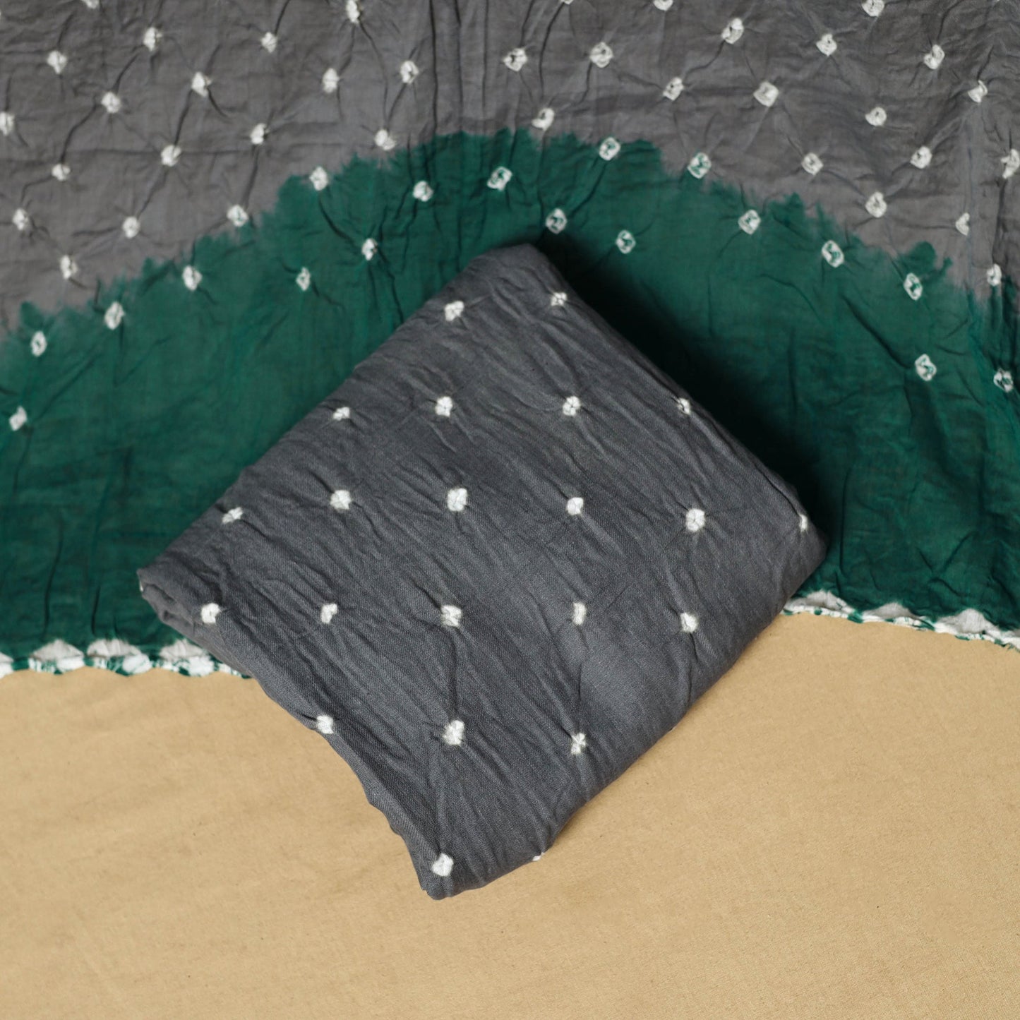 3pc kutch tie-dye satin cotton unstitched bandhani dress