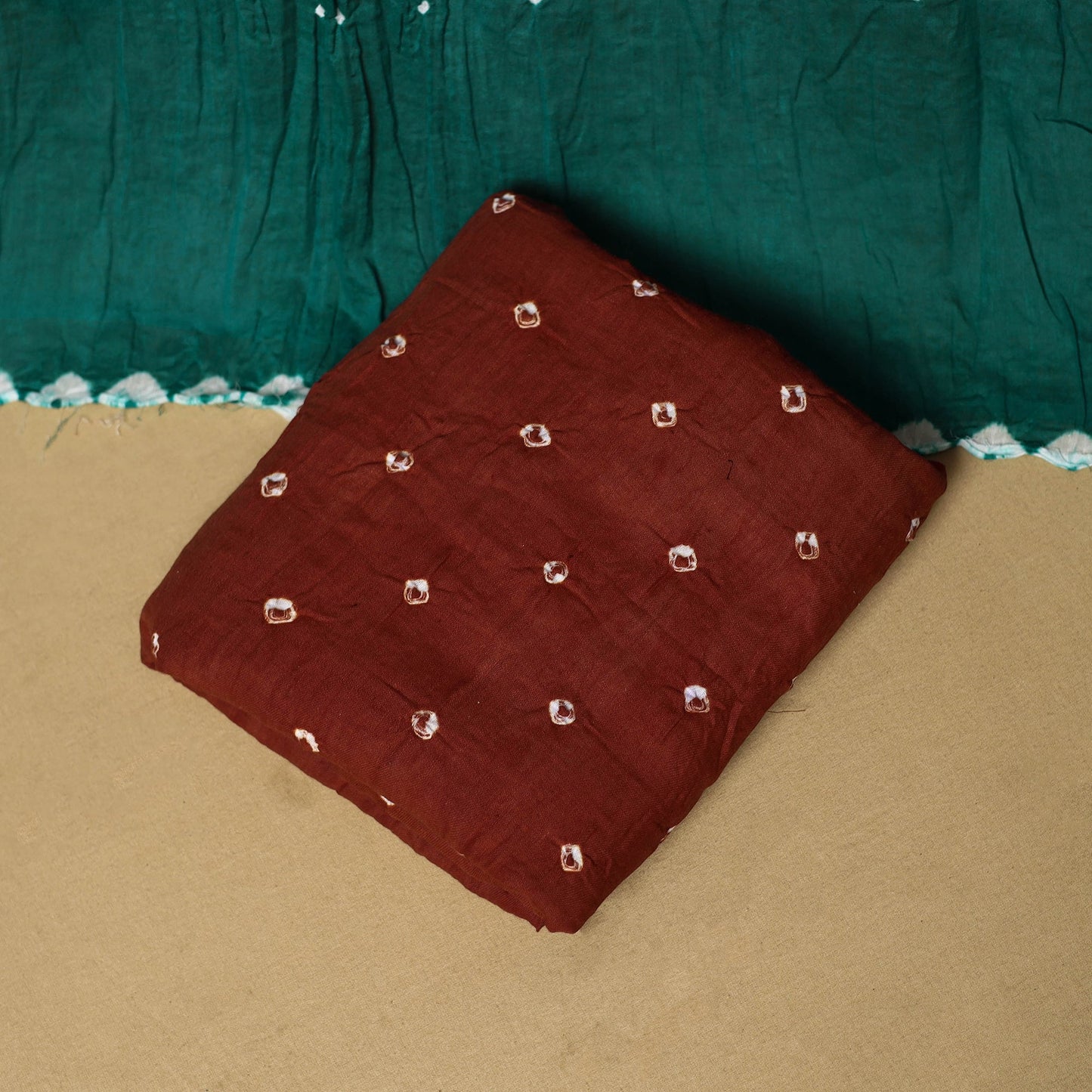 3pc kutch tie-dye satin cotton unstitched bandhani dress