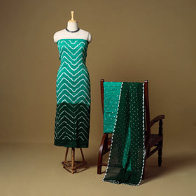 3pc kutch tie-dye satin cotton unstitched bandhani dress