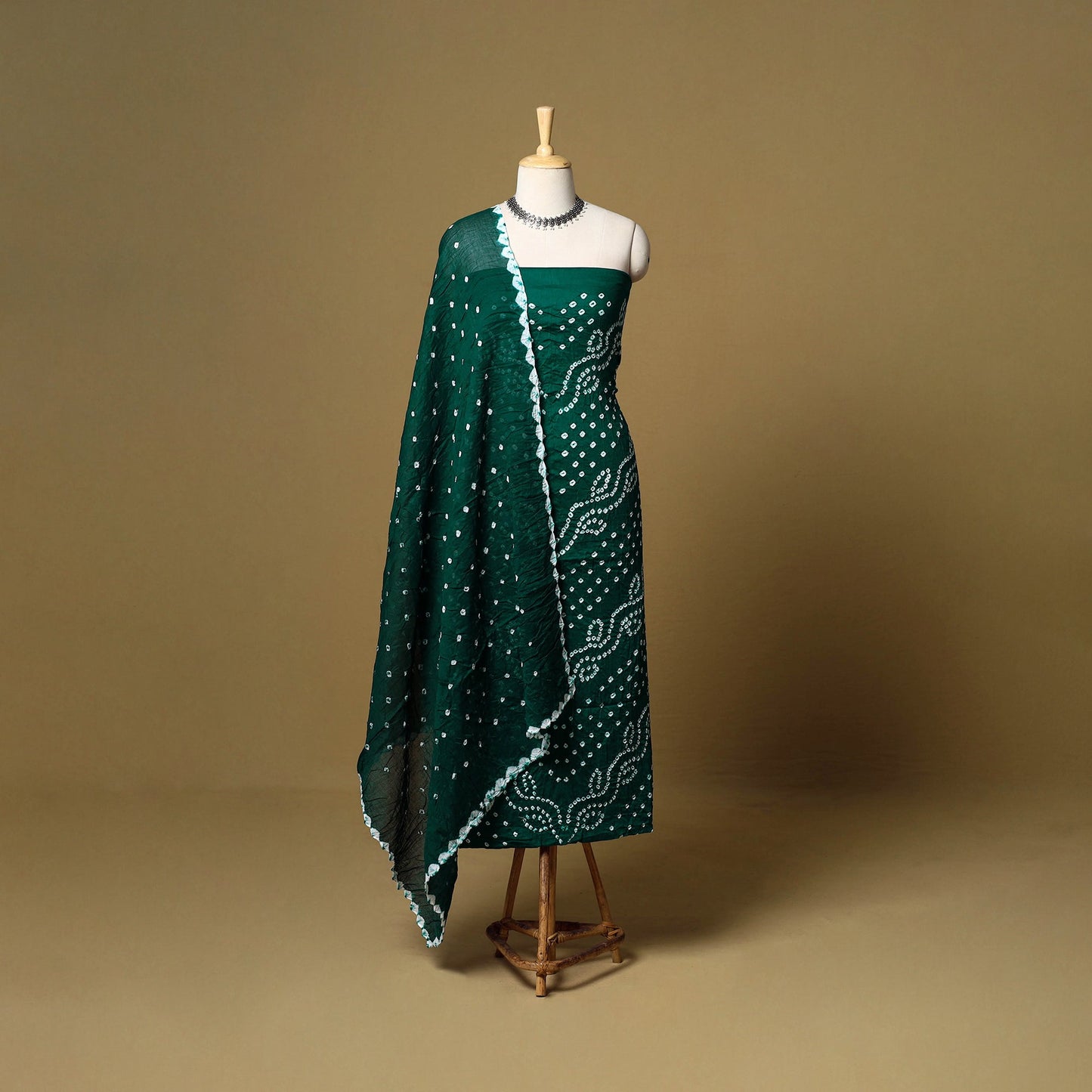 3pc kutch tie-dye satin cotton unstitched bandhani dress